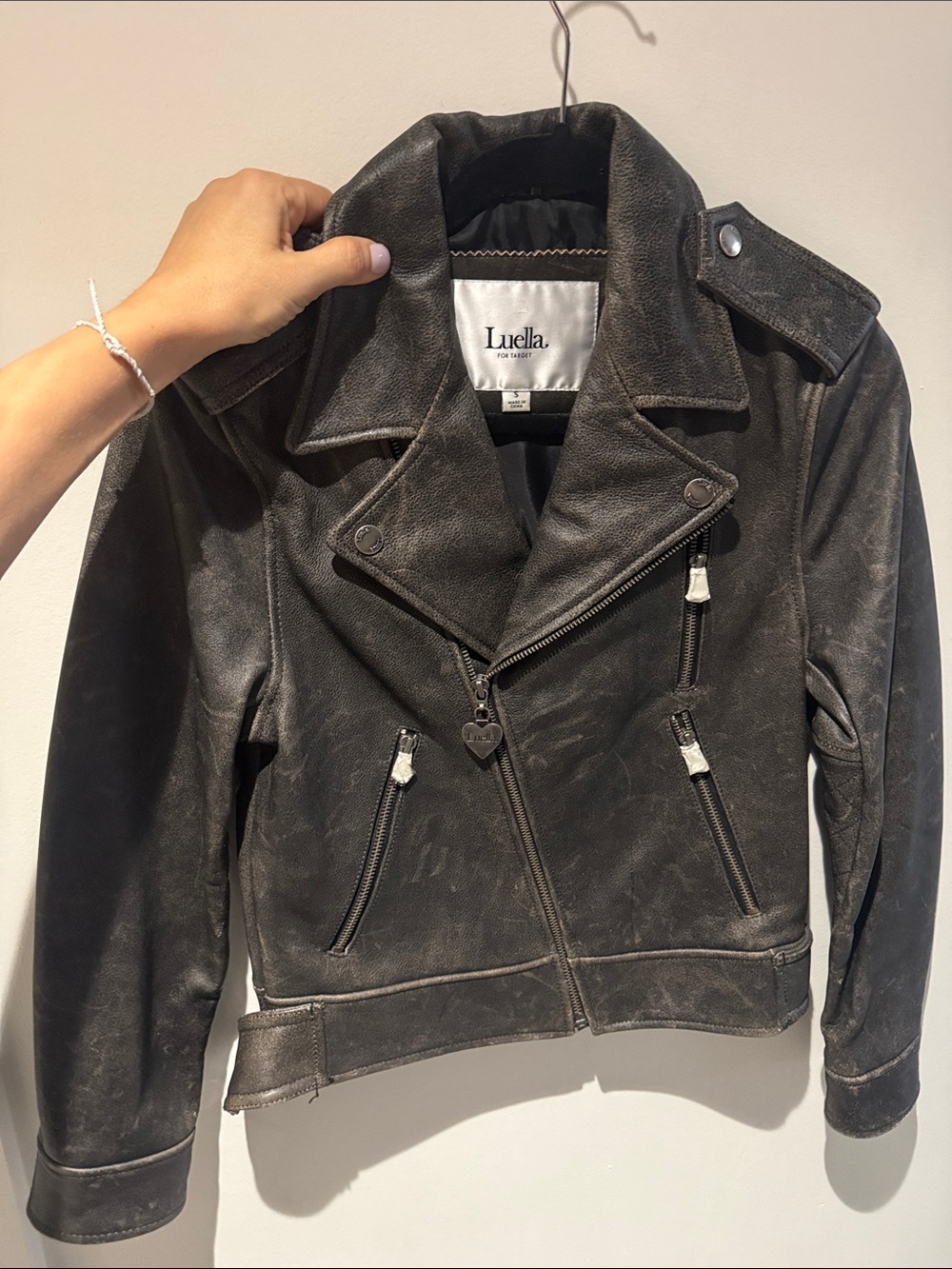 NWOT vintage Luella for Target Distressed Black Leather Moto Jacket
